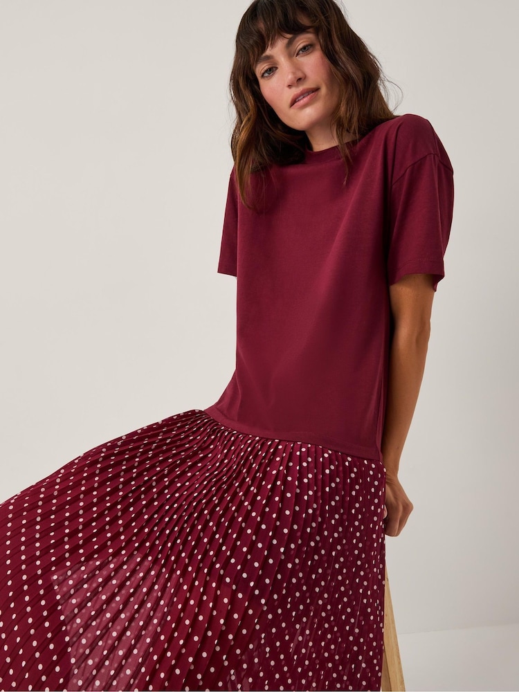 Monsoon Red Senya Polka Dot Midi T-Shirt Dress - Image 5 of 5