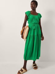 Monsoon Green Isabela Square Neck Midi Dress - Image 1 of 5