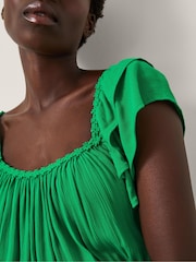 Monsoon Green Isabela Square Neck Midi Dress - Image 3 of 5