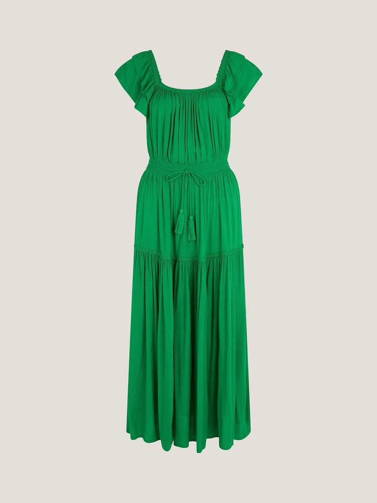 Monsoon Green Isabela Square Neck Midi Dress - Image 5 of 5