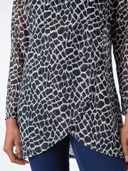 Roman Black Abstract Print Cowl Neck Stretch Tunic Top - Image 3 of 5