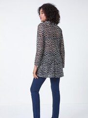 Roman Black Abstract Print Cowl Neck Stretch Tunic Top - Image 5 of 5