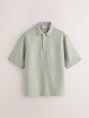 Sage Woven Textured Polo Shirts - Image 1 of 3