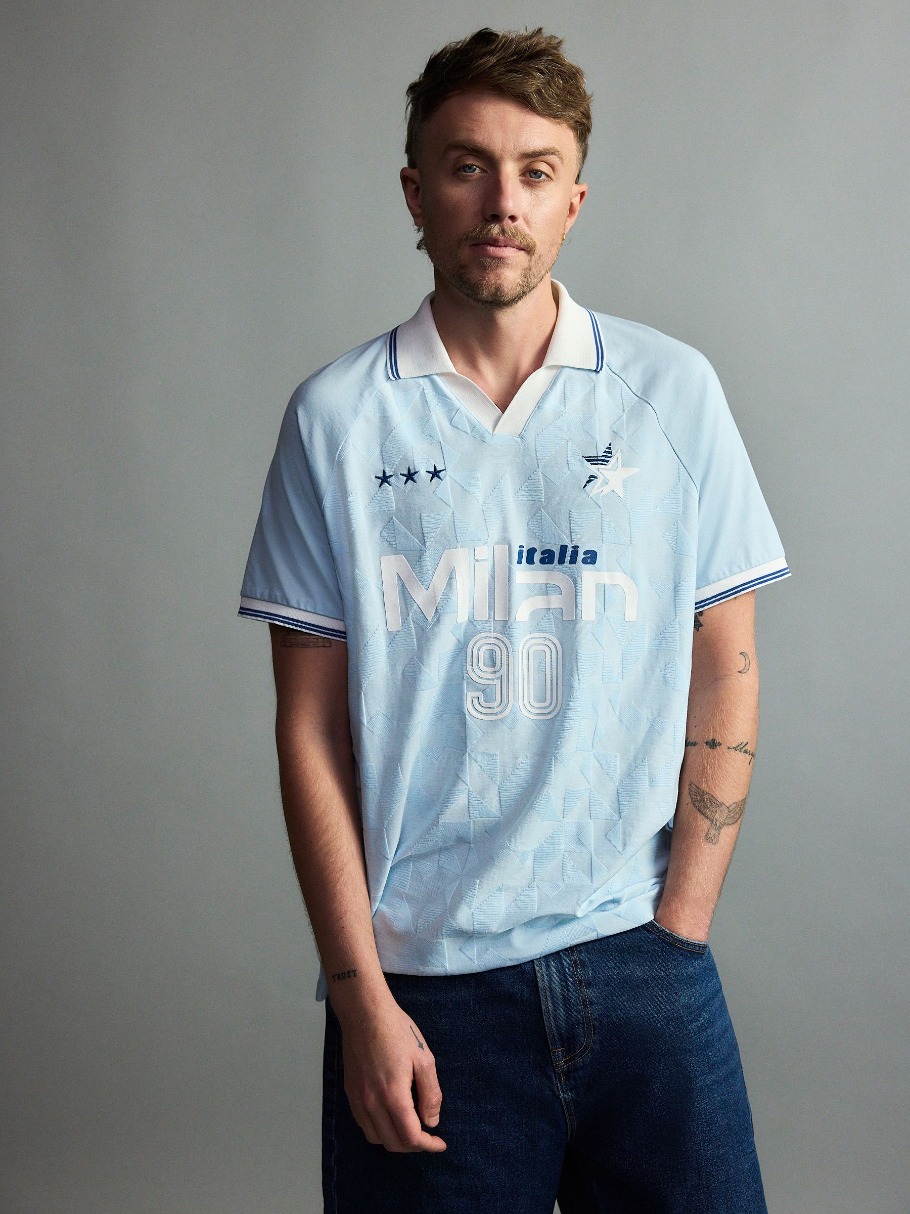 Buy Blue Graphic Football Polo Shirt from the Next UK online shop