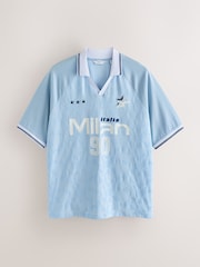 Blue Graphic Football Polo Shirt - Image 5 of 7