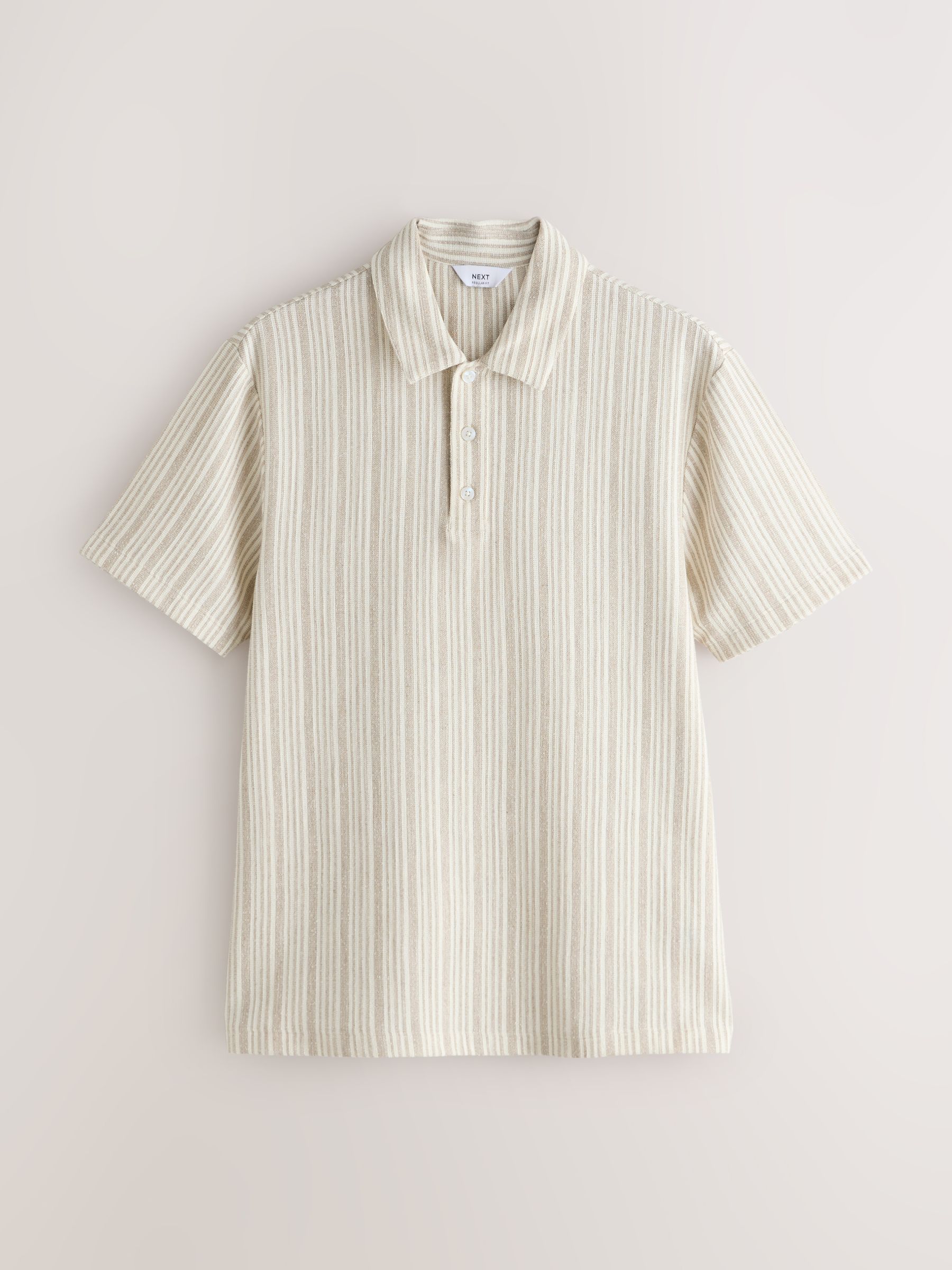 Buy Neutral/White Vertical Stripe Polo Shirt from Next Romania