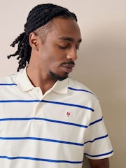 White Horizontal Striped Polo Shirt - Image 4 of 7