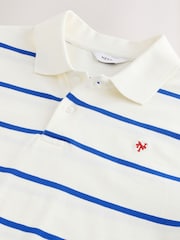 White Horizontal Striped Polo Shirt - Image 6 of 7