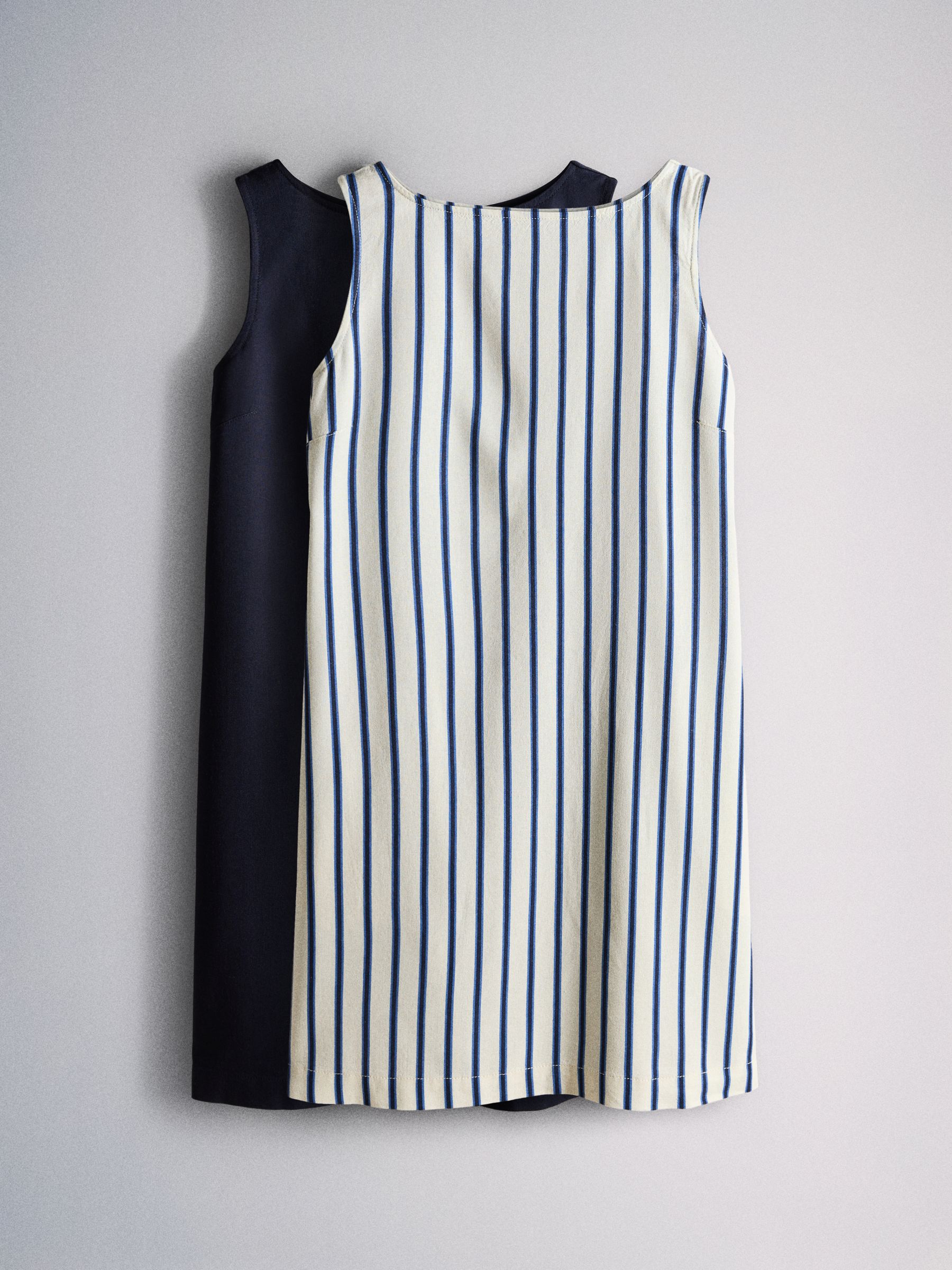 Buy The Set 2 Pack Shift Dresses with Linen Navy Blue/Light Blue Stripe  from the Next UK online shop