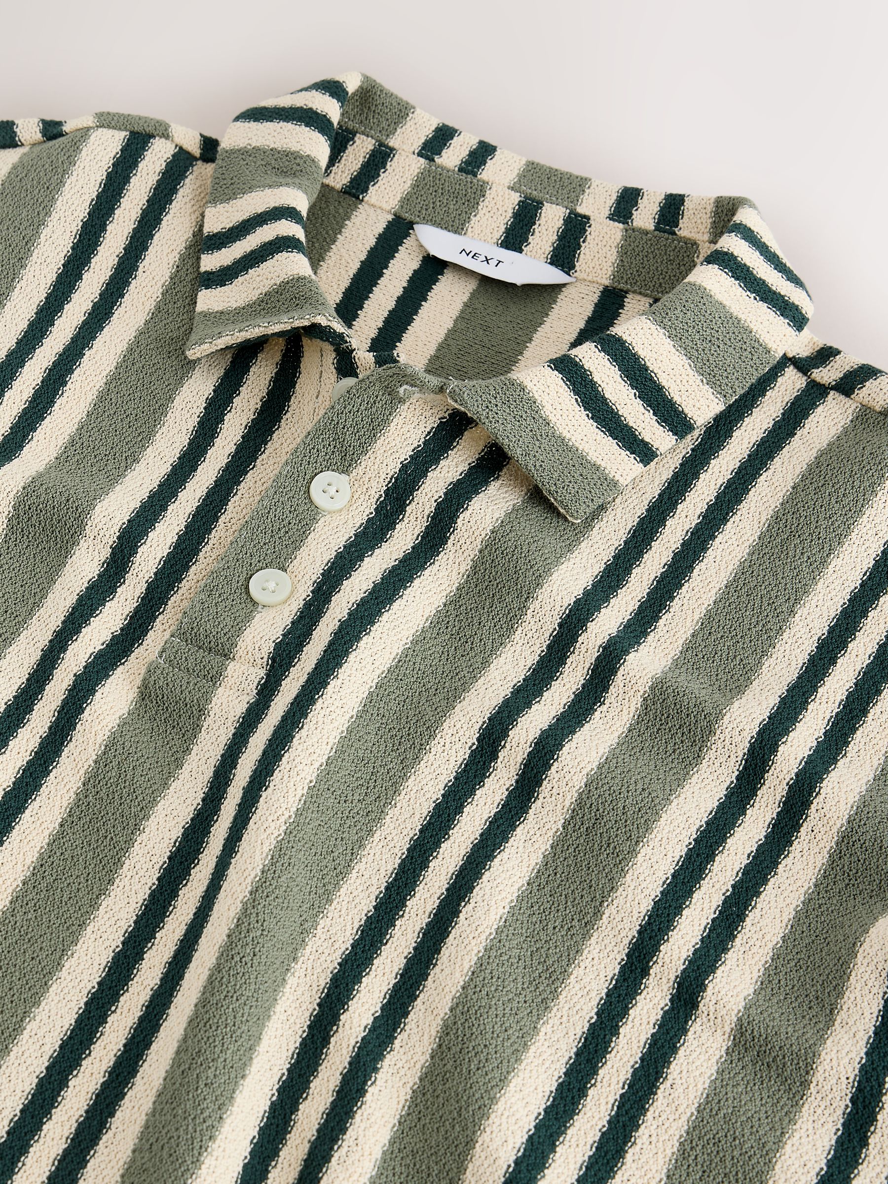 Buy Green/White Vertical Stripe Polo Shirt from Next Romania