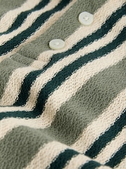 Green/White Vertical Stripe Polo Shirt - Image 8 of 8