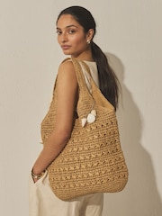 Natural Raffia Effect Charm Shopper Bag - Image 1 of 9