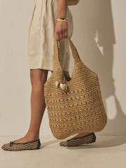 Natural Raffia Effect Charm Shopper Bag - Image 3 of 9