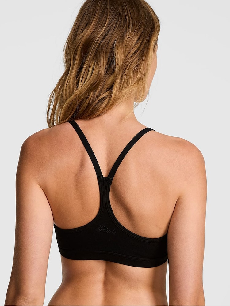 Victoria's Secret Pink Black Cotton Sports Bra - Image 2 of 2 Victoria's Secret Pink Black Cotton Sports Bra - Image 2 of 2