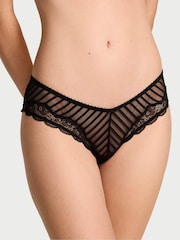 Victoria's Secret Black Cheeky Striped Lace Knickers - Image 1 of 3