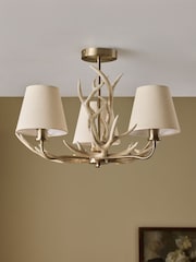 Brass Antler 3 Light Flush Ceiling Light Fitting - Image 2 of 5