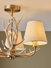 Brass Antler 3 Light Flush Ceiling Light Fitting - Image 3 of 5