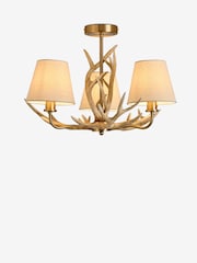 Brass Antler 3 Light Flush Ceiling Light Fitting - Image 5 of 5