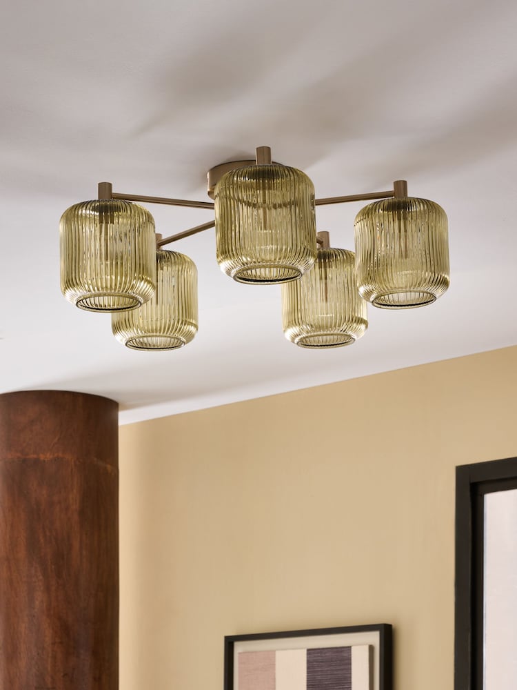 Green Ryker 5 Light Flush Ceiling Light Fitting - Image 2 of 5 Green Ryker 5 Light Flush Ceiling Light Fitting - Image 2 of 5