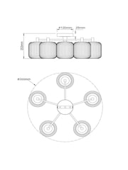 Green Ryker 5 Light Flush Ceiling Light Fitting - Image 4 of 5