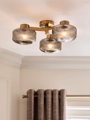 Smoke Grey Lexington 3 Light Flush Flush Fitting Ceiling Light - Image 1 of 5