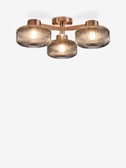 Smoke Grey Lexington 3 Light Flush Flush Fitting Ceiling Light - Image 4 of 5