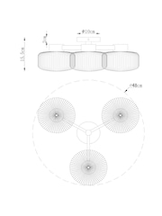Smoke Grey Lexington 3 Light Flush Flush Fitting Ceiling Light - Image 5 of 5