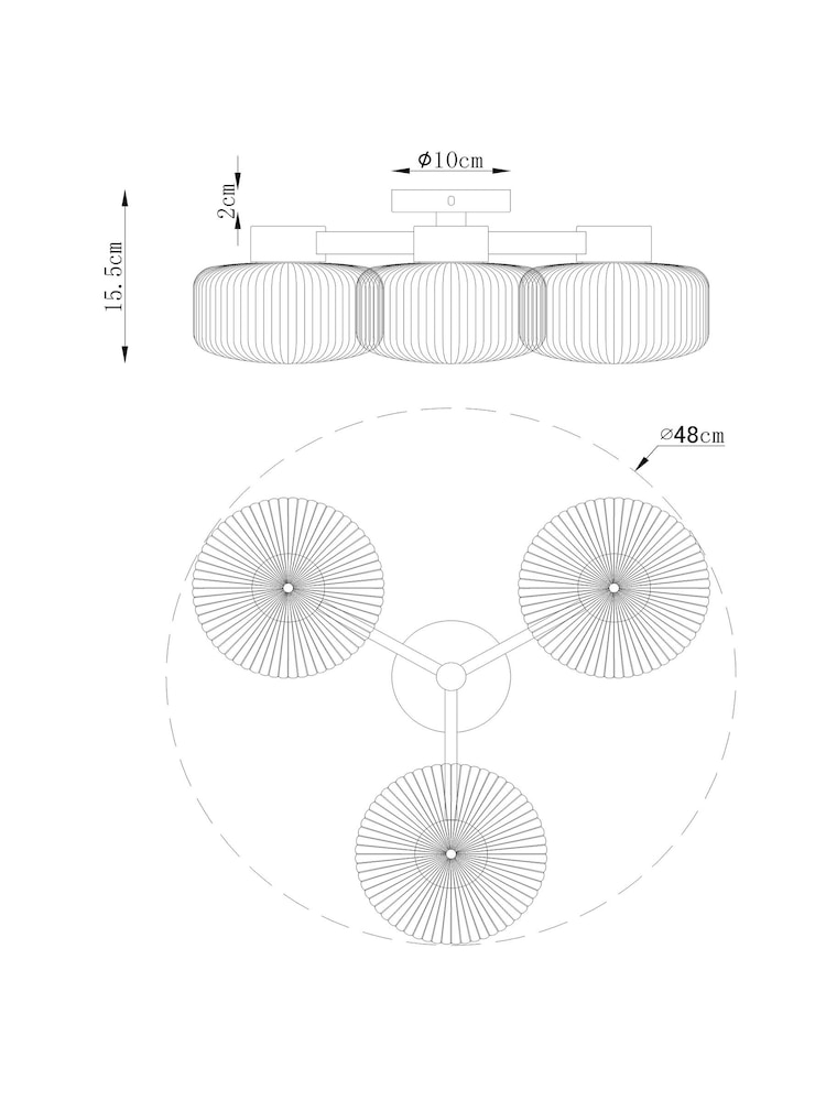 Smoke Grey Lexington 3 Light Flush Flush Fitting Ceiling Light - Image 5 of 5