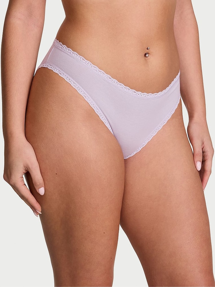 Victoria's Secret Crystal Lilac Purple Bikini Cotton Lace Trim Knickers - Image 1 of 2