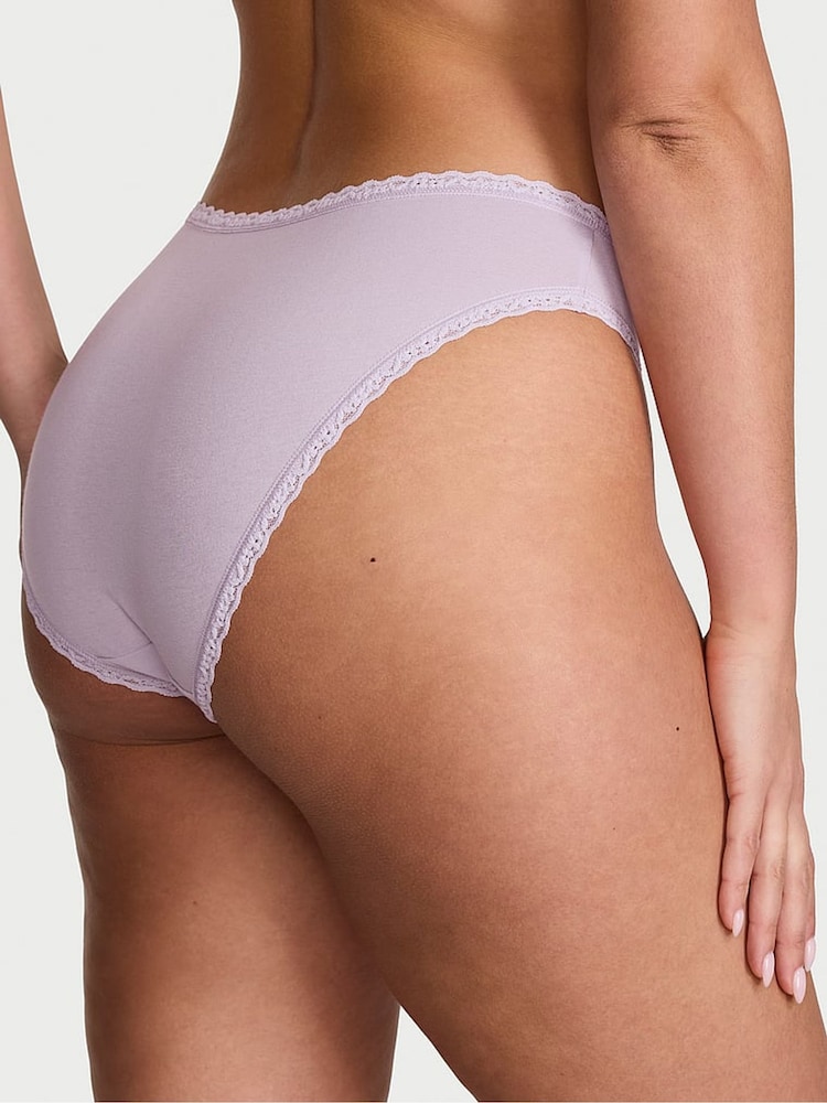 Victoria's Secret Crystal Lilac Purple Bikini Cotton Lace Trim Knickers - Image 2 of 2