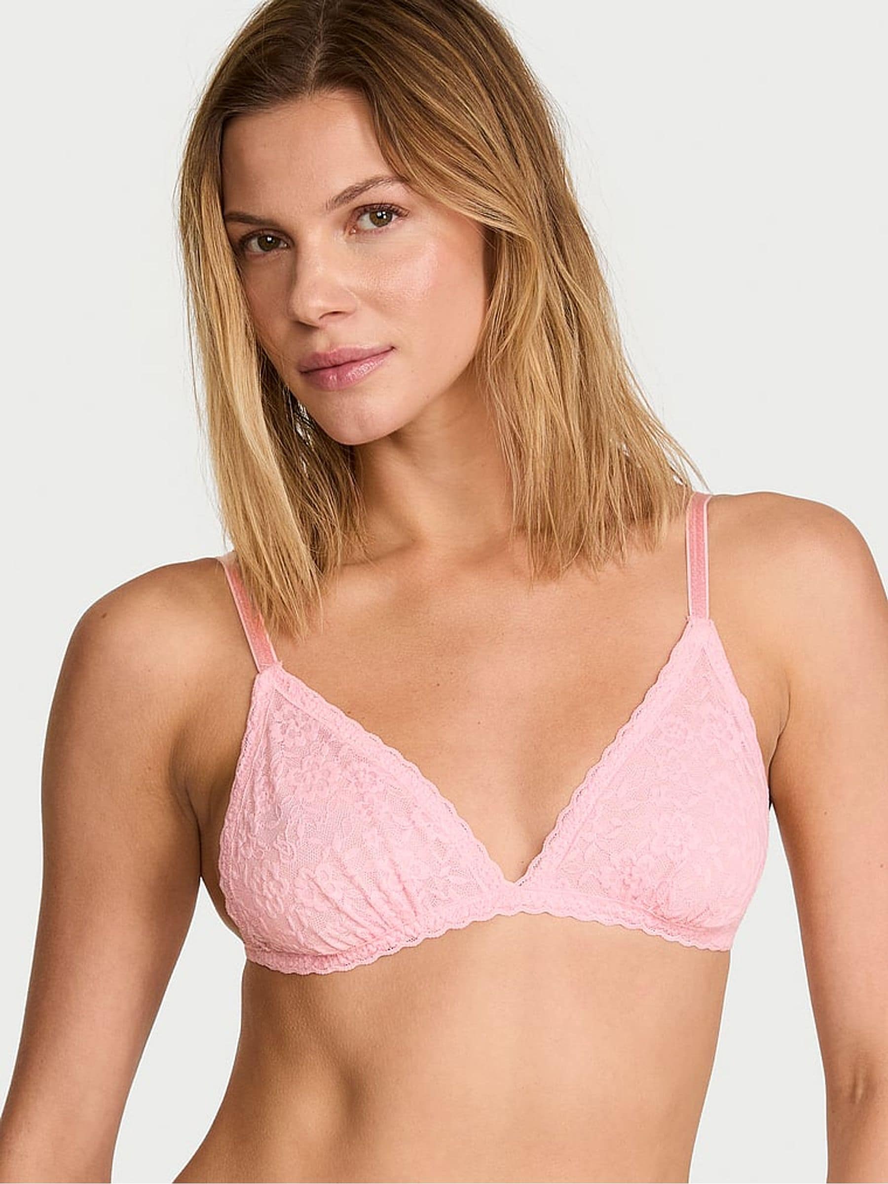 Victoria's Secret Pretty Blossom Pink Lace Triangle Bralette