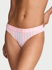 Victoria's Secret Pretty Blossom Pink Stripes Thong Exploded Logo Knickers - Image 1 of 3