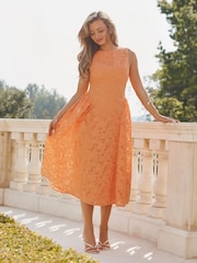 Lipsy Orange Lace Prom Midi Dress - Image 3 of 4