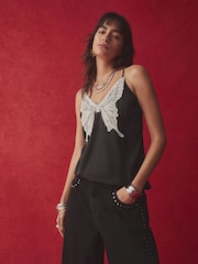 Rockett St George Black/White Butterfly Lace Cami Top - Image 2 of 6
