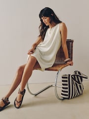 Blanco crudo - Linen Rich Square Neck Shift Mini Dress - Imagen 2 de 8