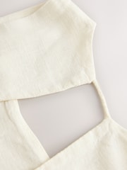 Blanco crudo - Linen Rich Square Neck Shift Mini Dress - Imagen 7 de 8