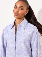 Lipsy Blue Striped Embroidered Long Sleeve Shirt - Image 3 of 5