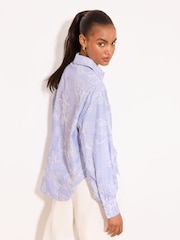 Lipsy Blue Striped Embroidered Long Sleeve Shirt - Image 5 of 5