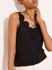 Lipsy Black Crochet Trim Detail Vest - Image 1 of 4