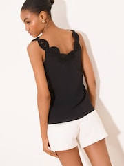 Lipsy Black Crochet Trim Detail Vest - Image 4 of 4