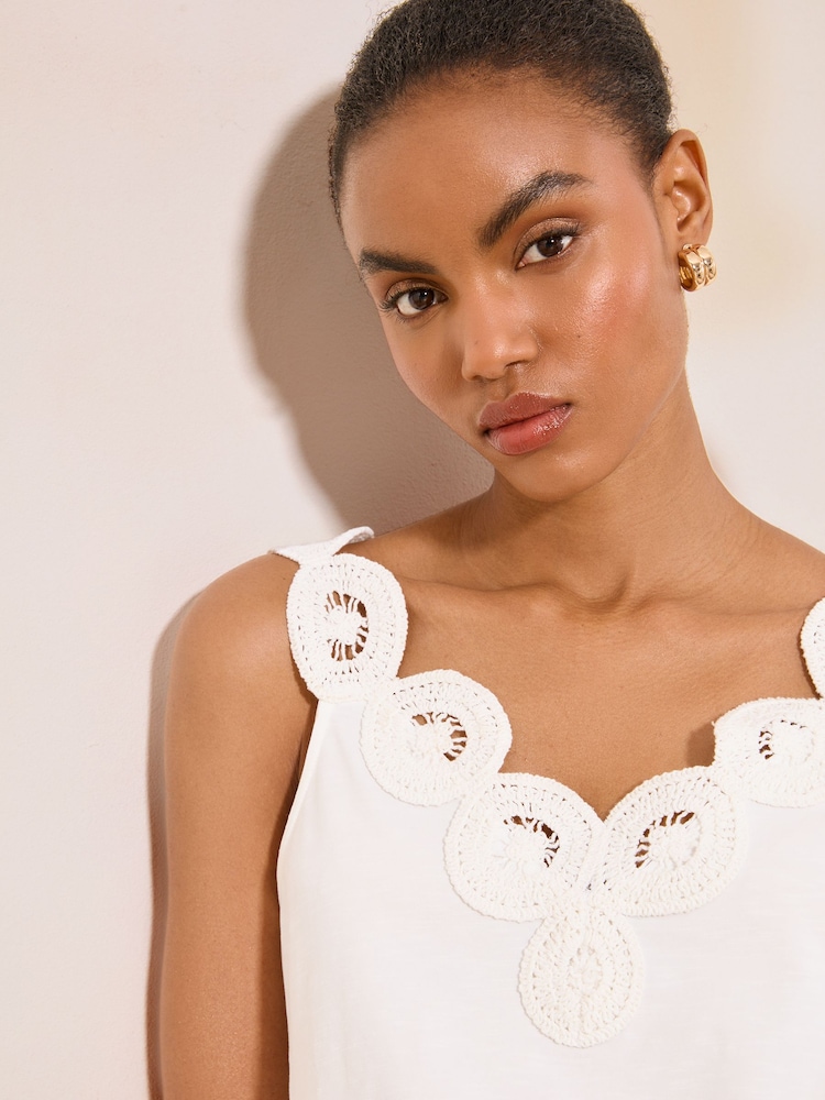 Lipsy White Crochet Trim Detail Vest - Image 2 of 4