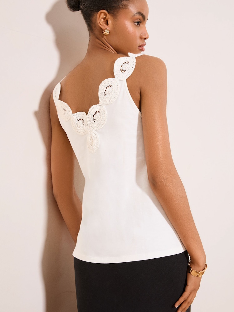 Lipsy White Crochet Trim Detail Vest - Image 4 of 4