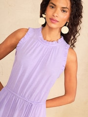 Love & Roses Lilac Purple Frill Tie Back Tiered Jersey Sleeveless Midi Dress - Image 2 of 5