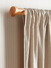 Secret Linen Store Cream 100% Linen Loop Top Slot Header Single Curtains - Image 4 of 4