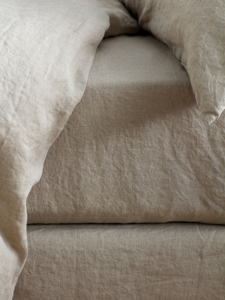 Secret Linen Store Natural 100% Linen Fitted Sheet - Image 2 of 3 Secret Linen Store Natural 100% Linen Fitted Sheet - Image 2 of 3