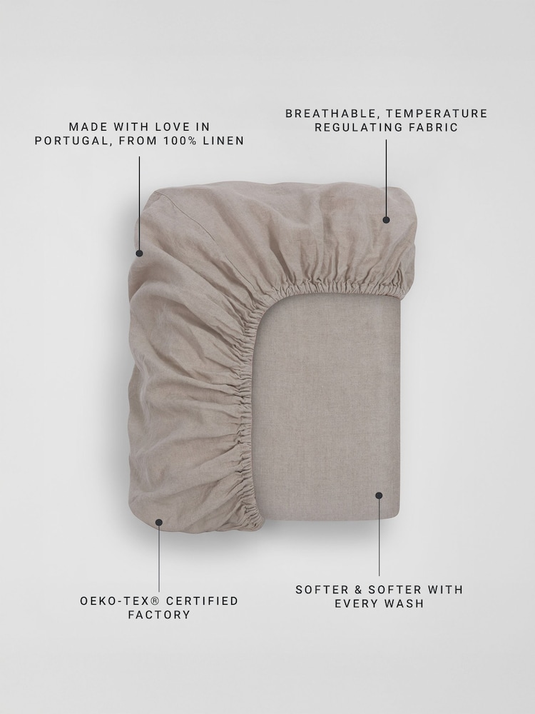 Secret Linen Store Natural 100% Linen Fitted Sheet - Image 3 of 3 Secret Linen Store Natural 100% Linen Fitted Sheet - Image 3 of 3