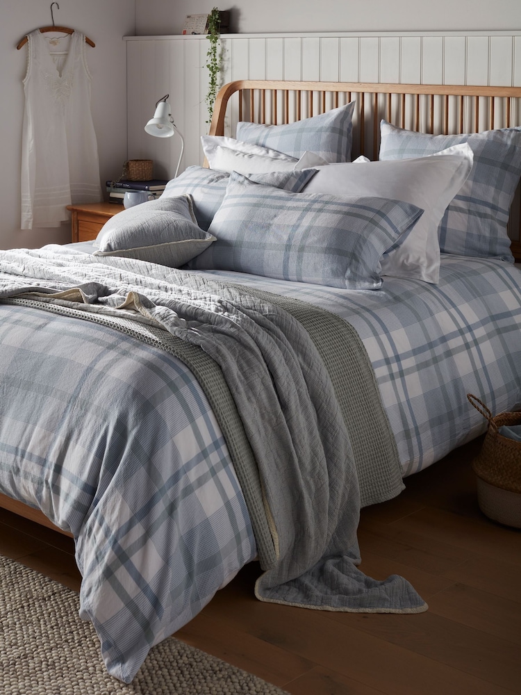 Secret Linen Store Blue Lauren Check Duvet Cover - Image 1 of 3 Secret Linen Store Blue Lauren Check Duvet Cover - Image 1 of 3