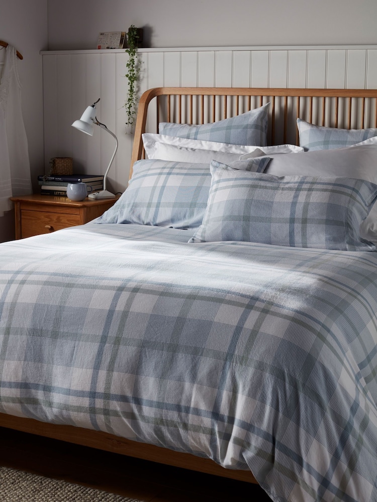 Secret Linen Store Blue Lauren Check Duvet Cover - Image 2 of 3 Secret Linen Store Blue Lauren Check Duvet Cover - Image 2 of 3