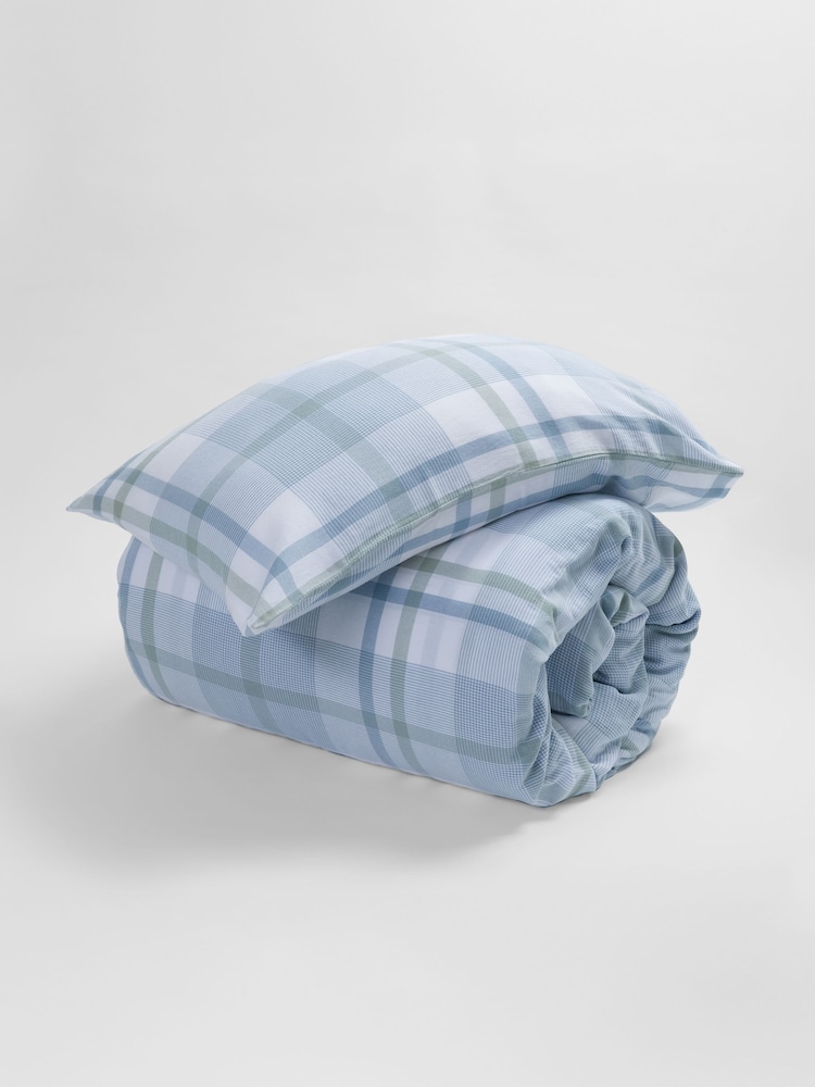 Secret Linen Store Blue Lauren Check Duvet Cover - Image 3 of 3 Secret Linen Store Blue Lauren Check Duvet Cover - Image 3 of 3