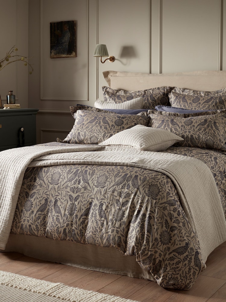 Secret Linen Store French Blue Birdie Jacquard Duvet Cover - Image 1 of 4 Secret Linen Store French Blue Birdie Jacquard Duvet Cover - Image 1 of 4